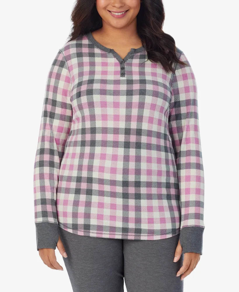 Waffle Thermal Long Sleeve Henley - Cuddl Duds
