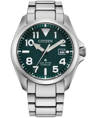 Citizen Men's Promaster Land Eco-Drive Silver-Tone Titanium Bracelet Watch 41mm - Silver
