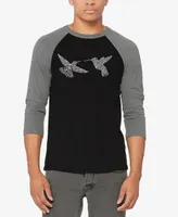 La Pop Art Men's Hummingbirds Raglan Baseball Word T-shirt