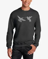 La Pop Art Men's Hummingbirds Word Crewneck Sweatshirt