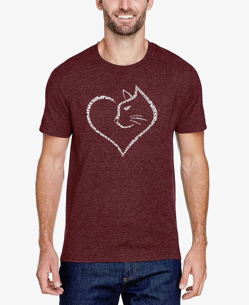 La Pop Art Men's Cat Heart Premium Blend Word T-shirt