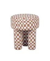 Tov Furniture 17" Checkered Boucle Upholstered Stool