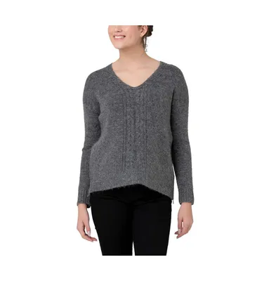 Ripe Maternity Cara Cable Nursing Knit Sweater Dark Charcoal