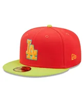 Men's New Era Red, Neon Green Los Angeles Dodgers 1978 World Series Lava Highlighter Combo 59FIFTY Fitted Hat