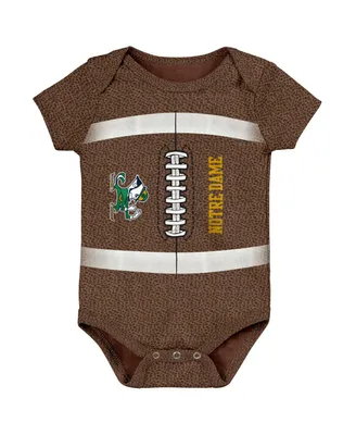 Newborn and Infant Boys and Girls Brown Notre Dame Fighting Irish Catch Me Football Bodysuit