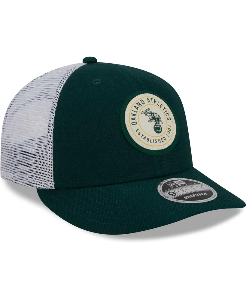 Men's New Era Green Oakland Athletics Circle Trucker Low Profile 9FIFTY Snapback Hat