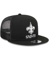 Men's New Era Black New Orleans Saints Main Trucker 9FIFTY Snapback Hat