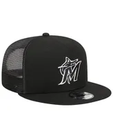 Men's New Era Black Miami Marlins Trucker 9FIFTY Snapback Hat