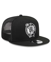 Men's New Era Black Boston Celtics Evergreen 9FIFTY Trucker Snapback Hat