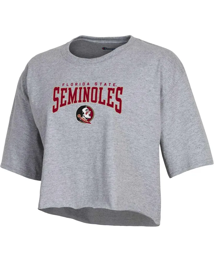 Women's Champion Heather Gray Florida State Seminoles Boyfriend Cropped T-shirt