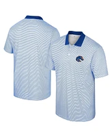 Men's Colosseum White, Royal Boise State Broncos Print Stripe Polo Shirt