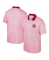 Men's Colosseum White, Scarlet Ohio State Buckeyes Print Stripe Polo Shirt