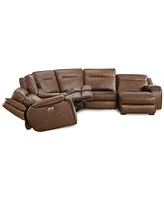 Hansley 6-Pc. Zero Gravity Leather Sectional with 2 Power Recliners and Chaise, Created for Macy's