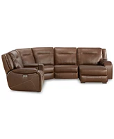 Closeout! Hansley 5-Pc. Zero Gravity Leather Sectional with Power Recliner and Chaise, Created for Macy's
