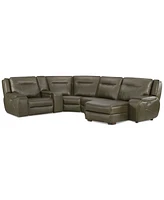 Closeout! Hansley 5-Pc. Zero Gravity Leather Sectional with Power Recliner and Chaise, Created for Macy's