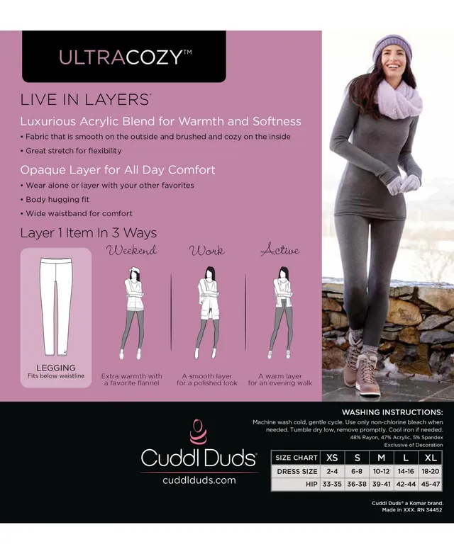 Cuddl Duds Plus Size Stretch Thermal Leggings With Pockets - Macy's