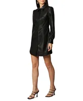 Avec Les Filles Women's Faux-Leather Collared Shirtdress