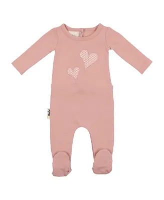 Maniere Baby Girls Gingham Hearts Footed Coverall