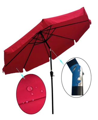 Simplie Fun 10FT Patio Umbrella Market Round With Crank And Push Button