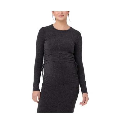 Ripe Maternity Maternity Amber Ruched Long Sleeve Top Dark Charcoal