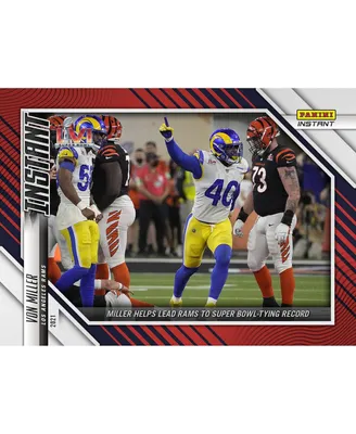 Von Miller Los Angeles Rams Parallel Panini America Instant Super Bowl Lvi Miller Helps Lead Rams to Super Bowl Tying Record Single Trading Card