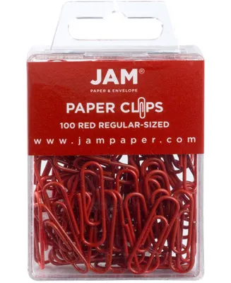 Jam Paper Colorful Standard Paper Clips - Regular 1" - Paperclips - 100 Per Pack