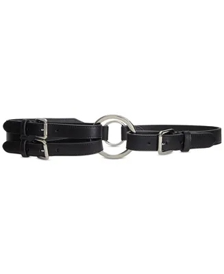 Lauren Ralph Women's Tri-Strap O-Ring Leather Belt