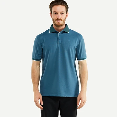 Men's Classic-Fit Cotton-Blend Pique Polo Shirt with Contrast Collar