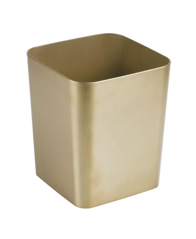 mDesign Plastic Square Small Trash Can Wastebasket Garbage Bin - Soft Brass