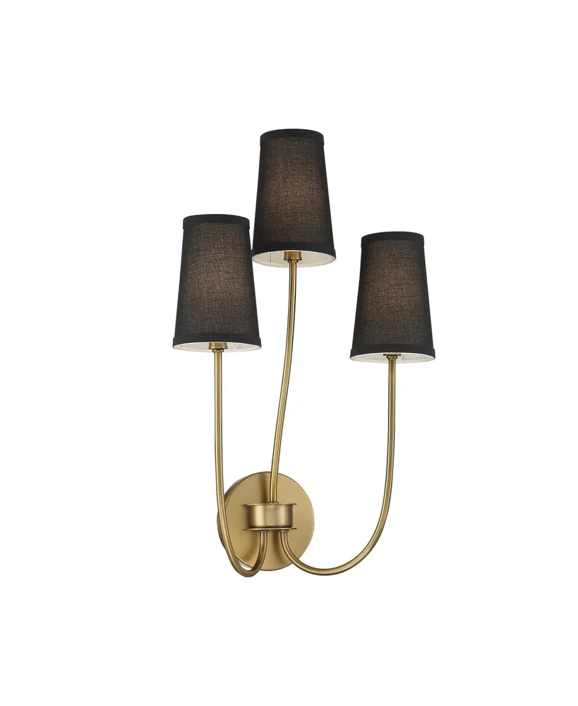 Trade Winds Lighting Trade Winds Diana 3-Light Wall Sconce in Natural Brass