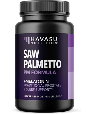 Havasu Nutrition Saw Palmetto with Melatonin for Sleep & Prostate Supplement | Saw Palmetto Powder and Extract Ratio with Chamomile | Reduce Urinary F