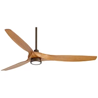 60" Aireon Modern Large 3 Blade Indoor Outdoor Ceiling Fan with Led Light Remote Control Rubbed Bronze Walnut Blades Damp Rated for Patio Exterior Hou