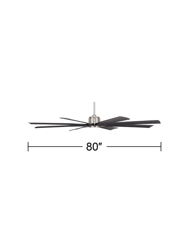 Possini Euro Design 80 Defender Modern Outdoor Ceiling Fan with Dimmable  Led Light Remote Control Brushed Nickel Matte Black Damp Rated for Patio  Ext