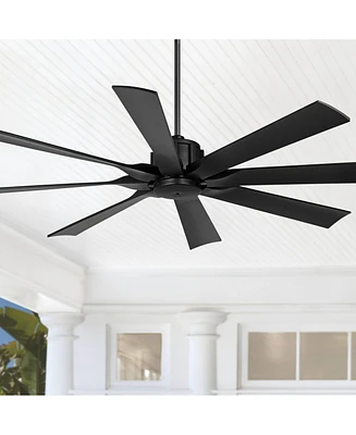 Possini Euro Design 60" Defender Modern Indoor Outdoor Ceiling Fan with Remote Control Matte Black Damp Rated for Patio Exterior House Home Porch Gaze