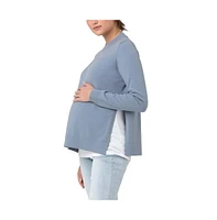 Ripe Maternity Maternity Ripe Morgan Side Split Nursing Knit Sweater Petrol
