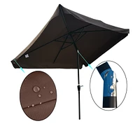 Simplie Fun 10 X 6.5FT Rectangular Patio Umbrella Outdoor Market Umbrellas With Crank And Push Button