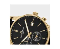 Jacques Lemans Men's London Watch with Leather Strap, Solid Stainless Steel Ip Gold, 1-2125