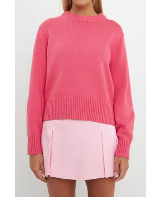 English Factory Women's Relaxed Fit Pink Sweater