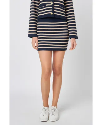 English Factory Women's Knit Striped Mini Skirt