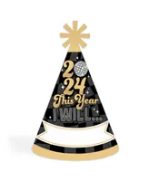 Big Dot of Happiness Disco New Year - Groovy 2025 Nye Resolution Cone Hat - Set of 8 (Standard Size)