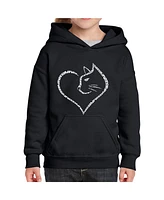 La Pop Art Girls Cat Heart Word Hooded Sweatshirt