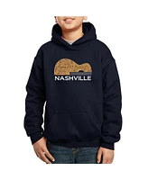 La Pop Art Boys Nashville Guitar Word Art Hooded Sweatshirt