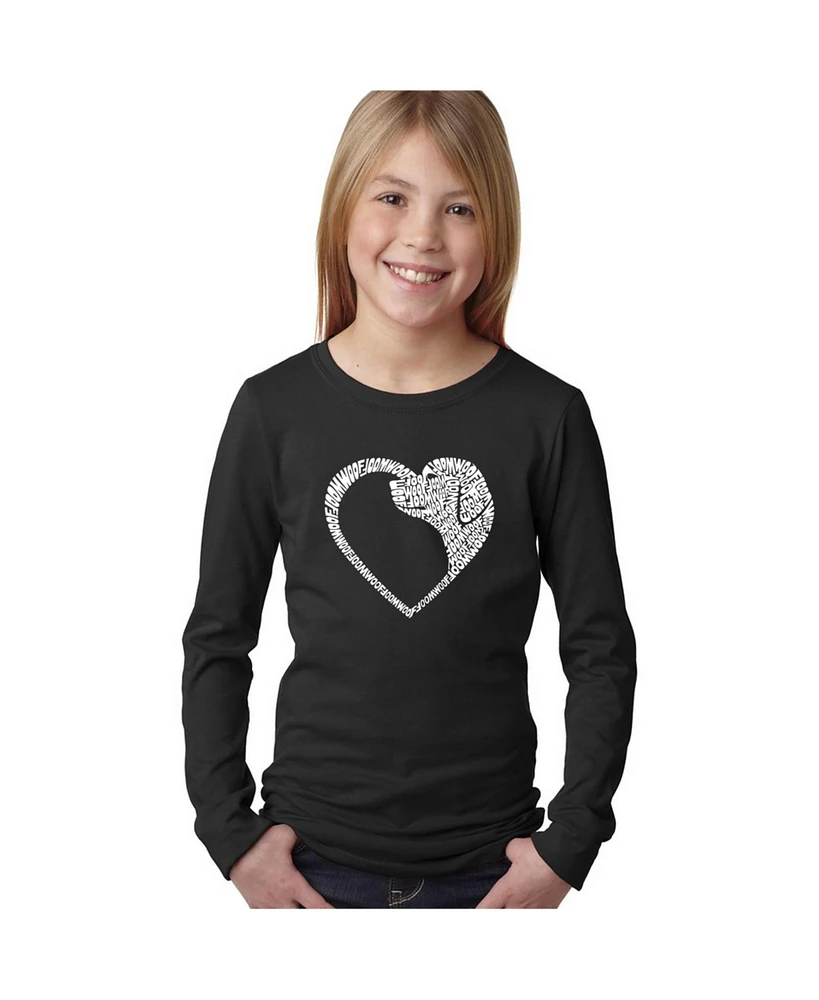 La Pop Art Girls Dog Heart Word Long Sleeve T-Shirt