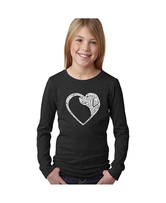 La Pop Art Girls Dog Heart Word Long Sleeve T-Shirt