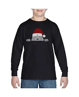 La Pop Art Boys Christmas Peeking Dog Word Art Long Sleeve T-Shirt