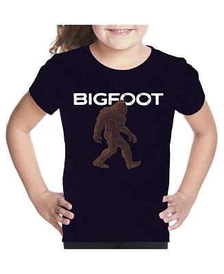 Child Bigfoot - Girl's Word Art T-Shirt