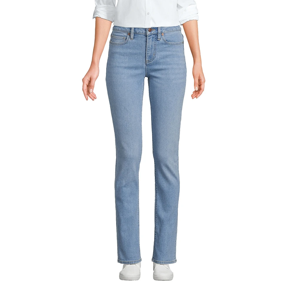 Lands' End Women's Tall Recover Mid Rise Straight Leg Blue Jeans