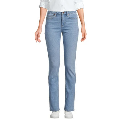 Lands' End Women's Tall Recover Mid Rise Straight Leg Blue Jeans