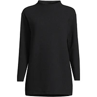 Lands' End Women's Petite Long Sleeve Textured Pique Funnel Neck Tunic