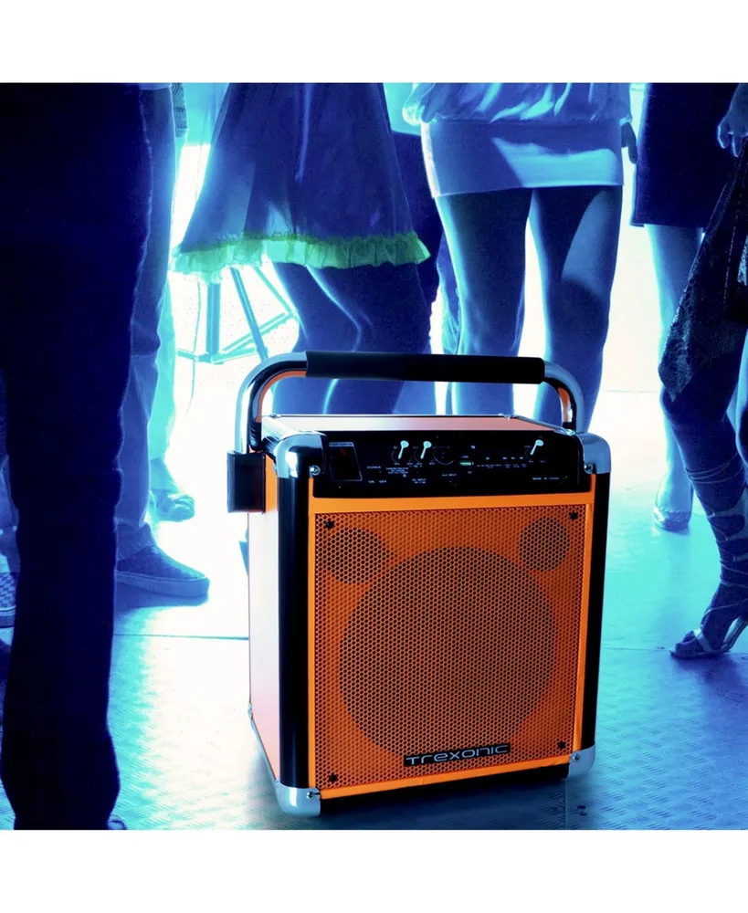 Trexonic Wireless Portable Party Speaker with Usb Recording, Fm Radio & Microphone, Orange